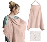 Baby Breastfeeding Blanket,Breastfeeding Blankets,Nursing Apron And Saliva Towel,Nursing Cover Scarf For Moms,Adjustable Soft Breathable Cotton (Pink)