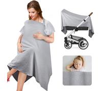 Baby Breastfeeding Blankets Stroller Cover Soft Cotton Breathable Stretchy Breastfeeding Cover For Girls Boys (Black White Stripes) (Grey)