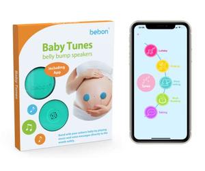 Baby-Bump Casque d'écoute - Joue et partage de la musique, du son et des voix dans l'utérus - Système de haut-parleurs Premium Baby Bump - Comprend l'application bebon Tunes (iOS et Android) (bleu