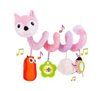 Baby Car Seat Toys, Infant Activity Spiral Plush Toys Hanging Stroller Toys for Baby with Musical Sheep Rattles Owl Ladybird with Distorting Mirror -
