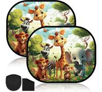 Baby Car Sun Shade With Uv Protection,44 X 36 Cm,Baby Sun Shade For Children,Cute Animals Pattern,Pack Of 2