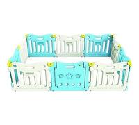 BABY CARE by Dwinguler Playpen Sky Blue Parc pour enfants Barrière de protection en plastique avec porte et planche à jouets