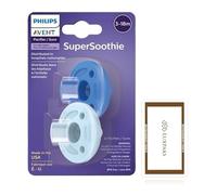 Baby Care Set: Contains LUXPAKS Cleansing Wipe & Philps Avnt soothie 3-18 months 2 pack - Silicone Orthodontic Pacifier Sky Blue/Light Blue