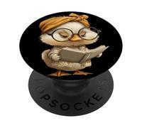 Baby Chick Petit Livre de Lecture Rat de bibliothèque Oiseau Portrait Graphique PopSockets PopGrip Adhésif
