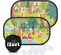 Baby Child Car Sun Shield, 2 X Side Windows, Bunny Animal Fox Design, Self Adhesive, 8 Suction Cups, Storage Bag, 51 X 31 Cm, Universal ¿ Sun Protection And Uv Protection