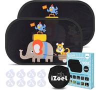 Baby Child Car Sun Shield, 2 X Side Windows, Travel Elephant Design, Self Adhesive, 8 Suction Cups, Storage Bag, 51 X 31 Cm, Universal ¿ Sun Protection And Uv Protection