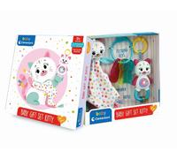 Clementoni - Coffret de Naissance Chaton - Baby Gift Set Kitty - Jouets Educatifs - Développement Multisensoriel - Doudou, Hochet, Clés en Plastique - pour Enfants Dès 0 Mois