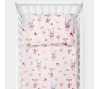 Baby Comfort Parure de lit 4 pièces pour enfant - 120 x 90 cm - Housse de couette et taie d'oreiller (renards et lapins)