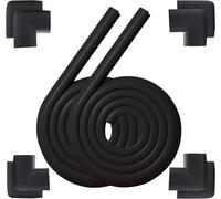 Baby Corner And Edge Foam Protector 4 M With 8 Corner Protectors Suitable For Table,Desk,Fireplace,Countertop - Pointed Corners Child Safety Kit (Black (8 Corners And 4m))