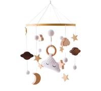 Baby Crib Mobile - Wooden Moon Stars Baby Mobile, Baby Mobile Hanger | 17.32x9.06 pouces éoliennes tabriques Toys Nursery Decor, Nursery Mobiles Bassinet Mobile, Bed Bell Pender For Boys & Girls