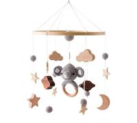 Baby Crib Mobile,Wooden Moon Stars Crib Mobile - Wind Chime Nursery Mobiles, Crib Toys Nursery Decor, Crib Accessories, Bed Bell Pendant for Visual Stimulation