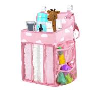 Baby Crib Pocket | Wardrobe Storage | Bedside Nursery Diaper Holder Straps Large Capacity Stacker Organizer for Wall Door Bottles Clothes Tissues Toys
