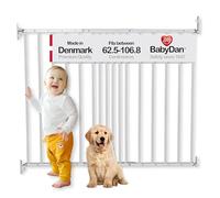 BabyDan MultiDan, Couvre les ouvertures entre 62.5-106.8 cm, Porte d'escalier extensible/Porte bébé/Porte de sécurité, Métal, Blanc, Fabriqué au Danemark - (Barrière pour animaux/Porte pour chien)