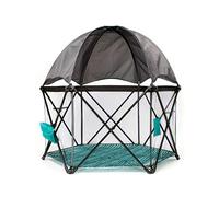 Baby Delight Go with Me Eclipse Parc portable en maille | Parc | Auvent solaire | Intérieur et extérieur | Base à rayures aquarelle
