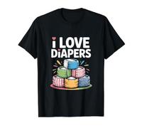 Baby Diaper Humor Parenting Fun Fruit of Loom Original T I Love Diapers Stack Parenting Humour T-Shirt Graphique avec Valeur, Homme, Noir, S Homme (Lot de 1)