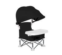 Baby Dining Chair, Folding Toddler Seat, Travel Feeding Chair Tray and Canopy, Portable High Chair Perfect for Outdoor Picnic, Beach, Lawn, Camping, Home Use, 38x31x37cm Gray Green Pink Yellow Black