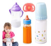 Baby Doll Bottle, Pretend Play Nursing Nipple, Disappearing Milk and Juice Bottles Doll Feeding Toy Set with Pacifier for Boys and Girls 3+