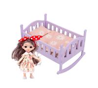 Baby Doll Crib Bed, Small Playhouse Baby Doll Bed, Wooden Furniture for Kids Boys, Toddler Role Play Home Nursery Indoor Playroom Preschool Kindergarten Birthday Holiday
