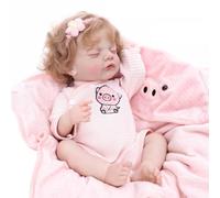 Baby Doll Reborn, 22 Pouces, Corps en Vinyle Complet de 22 Pouces avec Une chaîne de Robe Amovible et Une chaîne de tétine, Jouets pour Filles âgés de 2 à 4 Ans
