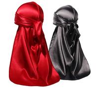 Baby Durag Lot de 2 chiffons en satin pour enfant - Noir - taille de bébé