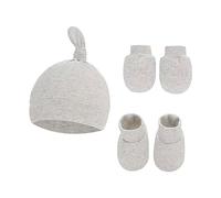 Baby Ears Ensemble de bonnets, moufles et chaussettes pour garçons et filles de 0 à 6 mois Ensemble de lotion biologique pour bébé Gris 0-6 mois