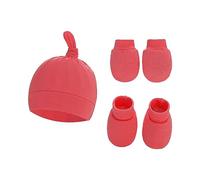 Baby Ears Ensemble de bonnets, moufles et chaussettes pour garçons et filles de 0 à 6 mois Ensemble de lotion biologique pour bébé Rouge pastèque 0-6 mois