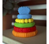 Baby Einstein 12356 Stack & Teethe, Ensemble d'anneaux de dentition avec différentes structures, facile à saisir, 5 pièces, ensemble d'anneaux de dentition et de jouets à empiler,