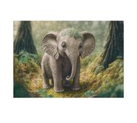 Baby Elephant in Enchanted Forest Puzzles pour Adultes Jeux Relaxants Défi Difficile Cadeaux De Noël Et d'anniversaire 38x26cm/1000pcs