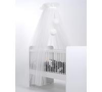 Baby Fancyroom Ciel de lit de bébé en tulle, lit d'appoint, moustiquaire, 165 cm de long, avec pompons, taupe (écru)