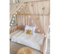 Baby Fancyroom Ciel de lit de Maison, décoration pour Chambre d'enfant, lit d'enfant, baldaquin, Guirlande de Pompons en Tulle de qualité supérieure (Beige, 380cm, +5 Papillons Dores)