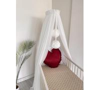 Baby Fancyroom Ciel de lit de qualité supérieure pour lit de bébé, lit d'appoint, berceau de bébé, avec pompons en tulle, moustiquaire (blanc/écru)