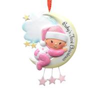 Baby First Christmas Ornament, Memorable Newborns Christmas Keepsake, Collectible Baby Ornament, Christmas Decoration 4.33x3.15x0.2 for Girls and Boys (Blue, Pink)