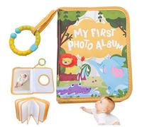 Baby First Photo Album Soft Safe Baby Book détient 17 6 photos avec Hook & Safety Mirror for Family nouveau-nés pour les tout-petits