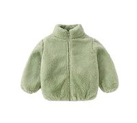 Baby Fleece Coat Toddler Girls Warm Zip Up Jacket Autumn Winter Long Sleeve Solid Color Outerwear Kids Trendy Windproof Outwear Clothes B-384