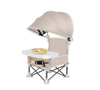 Baby Folding Chair, Toddler Dining Seat, Portable Feeding Tray, Foldable Design, Built-In Canopy, Safety Harness, Easy Setup, Meals, Perfect for Camping, Beach, 14.96x12.2x14.57 inches