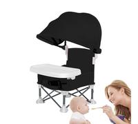 Baby Folding Dining Chair, Portable Travel Toddler Seat with Tray and Canopy, Compact High Chair for Outdoor Eating at Home, Lawn, Beach, Camping, Picnic, or Family Travels