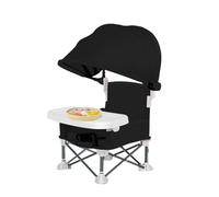 Baby Folding Dining Chair, Toddler Portable Seat with Removable Tray, Folding Feeding Chair with Sun Canopy, 14.96x12.2x14.57 Inches, Ideal for Lawn Beach Outdoor Camping Home