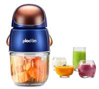 Baby Food Maker Mini Cute and Small Food Processor Puree Blender Grinder Chopper 300ml Cup Glass Bowl with 8 Blade Electric (Spaceman-Blue)