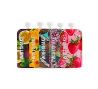 Baby Food Pouches 220ml - Set of 5 | Reusable Double Zip Baby Food Bag | BPA Free Fill n Squeeze Baby Weaning Pouches | Leak-Proof Squeeze Pouch | Freezer Safe Baby Food Bag | Fruit Design