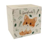 Baby Fox Tirelire Bois Tirelire avec Slogan Renard Une Tirelire Mignon pour Bureau Renard Enfants Mignon Nature Tirelire Animaux de la Forêt Aquarelle Chambre d'Enfants Hiver