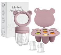 Baby Fruit Food Feeder Puple Lot de tétines à fruits pour bébé | Récipient de congélation de bouillie sans BPA | En silicone à remplir avec des fruits, des légumes