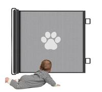 Baby Gate, Mesh Retractable Dog Gate Indoor Outdoor Safety, Pet Barrier for Porch Window Fireplace Doorway Yard Nursery Kitchen Balcony Pool Playroom, Grey Color, 110x72cm Size