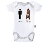 Baby Geek Mon Papa de la Force - Ma Super Famille - Body Bébé Manches Courtes - Coton - Blanc - Coutures Grises (6-12 Mois)