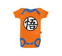 Baby Geek Tenue de Goku - Dragon Ball Super - Body Bébé Manches Courtes - Coton Orange - Couture Bleue (6-12 Mois)