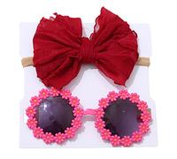 Baby Girl Bow Bandband Band Children Sunglasses Set Migne En Dentelle En Dentelle Coiffure Pour Tout-petit Girl Headwear Photo Accessoires Baby Hair Accessoires Pour Filles