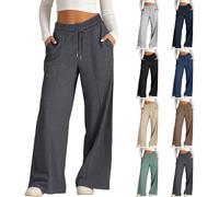 Baby Girls Drawstring Wide Leg Joggers Kids Elastic High Waist Baggy Tracksuit Bottoms Toddler Straight Leg Flared School Trousers Teen Solid Oversized Sweatpants with Pockets