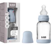 Baby Glass Bottle. 120 Ml Anti-Colic Glass Bottle. Round Silicone Tip Promotes Natural Breastfeeding,120 Ml,Complete Set-Baby Blue