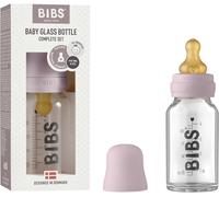 Baby Glass Bottle Anti-Colic Round Natural Rubber Latex Tip Promotes Natural Breastfeeding 110ml Dusky Lilac