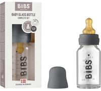 Baby Glass Bottle Anti-Colic Round Natural Rubber Latex Tip Promotes Natural Breastfeeding 110ml Iron