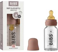 Baby Glass Bottle Anti-Colic Round Natural Rubber Latex Tip Promotes Natural Breastfeeding 110ml Woodchuck
